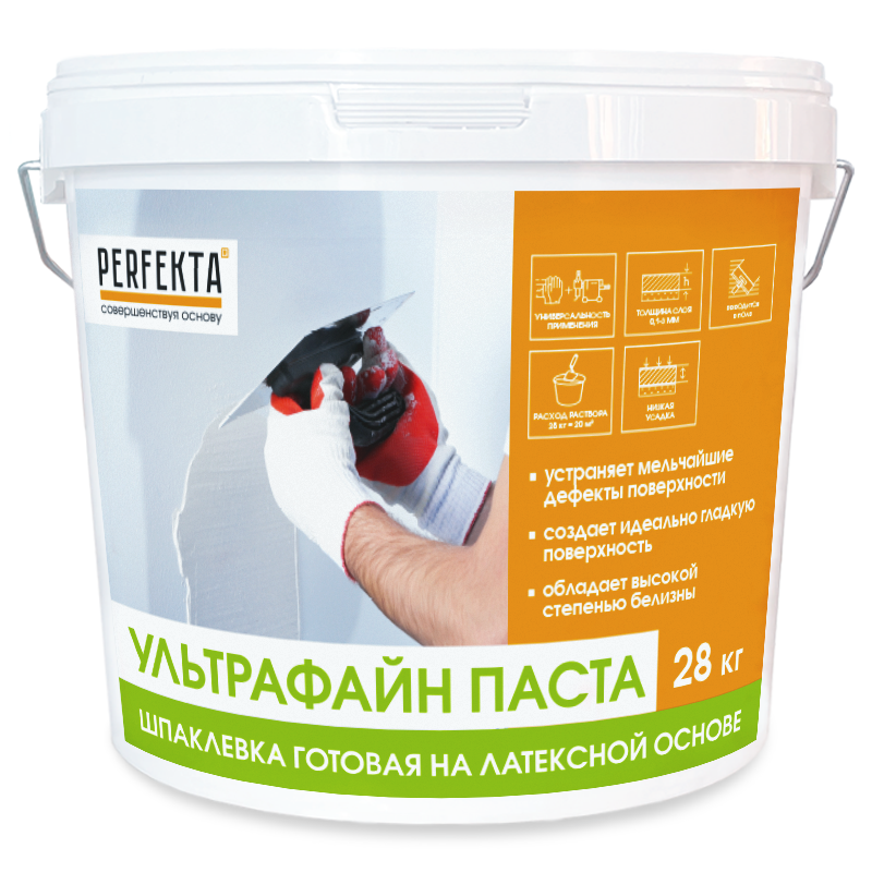 Шпаклевка готовая на латексной основе Ультрафайн Паста, 28 кг