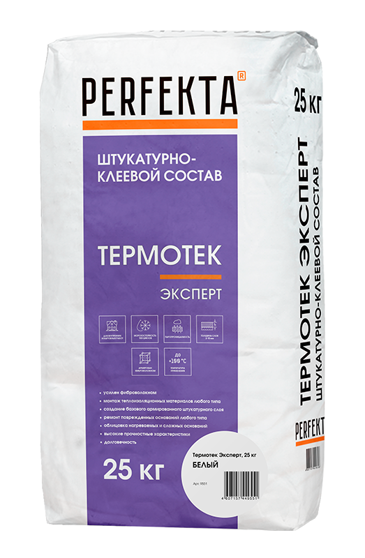 Штукатурно-клеевой состав Термотек Эксперт белый, 25 кг