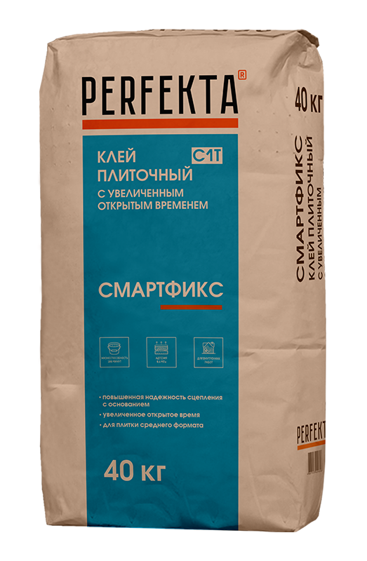Клей плиточный улучшенный без вертикального сползания Смартфикс C1 T, 40 кг