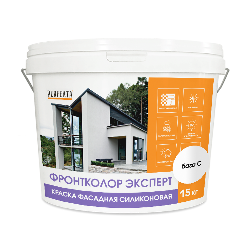 Краска фасадная силиконовая Фронтколор Эксперт база C, 15 кг
